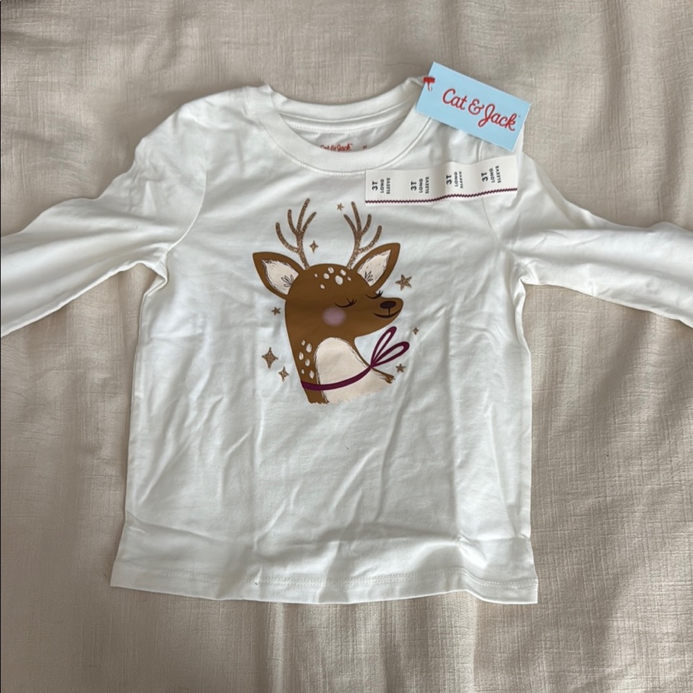 Cat & Jack White Deer Graphic Kids Shirt